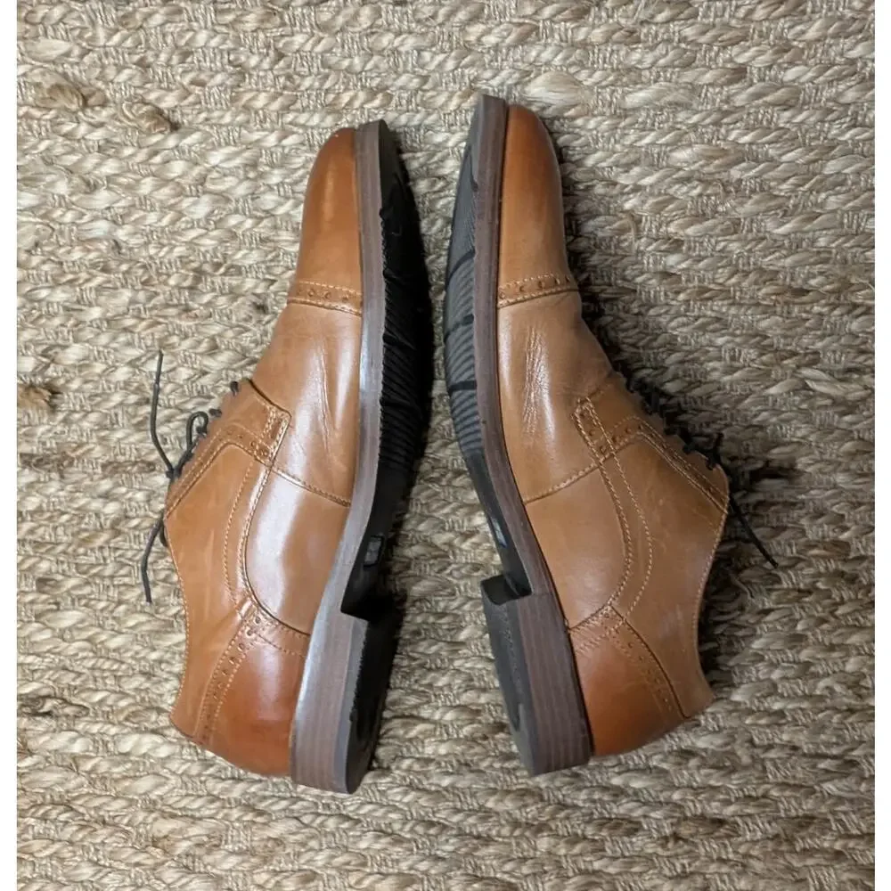 Nunn Bush Dress Shoes Mens 13 M Brown Leather Cap-Toe Oxford Lace Up
